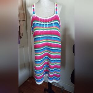 Knit Dress with Multicolor Stitch Detail
